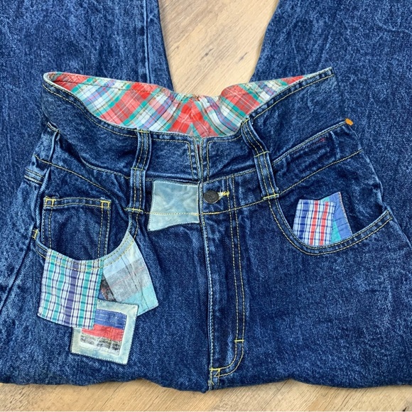 Vintage Patchwork Jeans 9/10 1980's  Cottagecore Acid Wash Made In Brazil ￼ - Picture 4 of 13